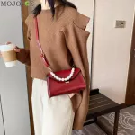 Simply Crossbody Bags Pu Leather Solid Cr Street Daily Pearl Chain Lady Travel Sml Handbags For Women