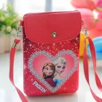 Cartoon Princess Mesger Bag Pu Leather Cute Girl Snac Bag Ladies Convenient Mesger Mobile Phone Bag Frozen Elsa an