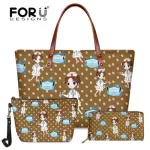 Forudesigns Funny Style Cartoon Nurse Pattern Handbag for Teen Girl Oulder Bag and Cosmatic Bag Wlet 3PCS Set