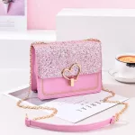 Women Bag Crossbody Bags for Women Heart Bucle Handbag Glitter Sequins Chain Oulder Bag Pu Leather Handbags