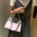 Oulder Bags For Women Luxury Solid Leather Chic Baguette Underarm Bag Designer Chains Hand Bag Lady Totes Ses