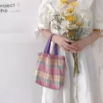 Orean Plaid Canvas Oulder Bag Large Capacity Fe Ca Sml Hand Bag Women Ng Bags Rainbow Lattice Handbag