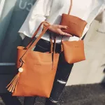 Soft -Piece Handbag New Different Size Bags Vintage Wooden Beads Tassel Oulder Bag/hand Bag