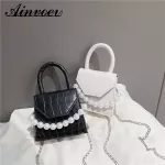 Ainvoev Stone Pattern Crossbody Fe Travel Handbags Pearl Handle Mini Pu Leather Oulder Bags For Women