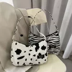 Women Underarm Bags Retro Anim Cow Pattern Clutch Handbag Fe Pu Leather Underarm Oulder Tote Se Bolsos