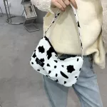Women Underarm Bags Retro Anim Cow Pattern Clutch Handbag Fe Pu Leather Underarm Oulder Tote Se Bolsos