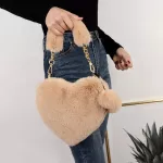 F Fur Winter Women Handbags Cute H Ladies Heart Sd Oulder Bag Fe Clutch Se Le Handbags Mesger Bag
