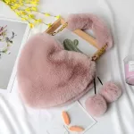 F Fur Winter Women Handbags Cute H Ladies Heart Sd Oulder Bag Fe Clutch Se Le Handbags Mesger Bag
