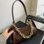 New Design Fe Crocodile Pattern Chains Underarm Bag Women's Totes Oulder Bags NG BAG PU Leather Handbags