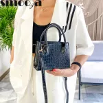Smooza Women Handbags Crocodile Pattern Solid Cr Pu Leather Crossbody Bags New Lady Oulder Bags Fe Ca Totes