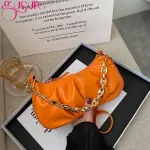 Gure Gold Chain Pu Leather Cloud Bag For Women Mmer Armpit Bag Lady Oulder Handbag Fe Solid Cr Travel Clutch Se