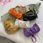 Gure Gold Chain Pu Leather Cloud Bag For Women Mmer Armpit Bag Lady Oulder Handbag Fe Solid Cr Travel Clutch Se