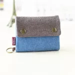 Beibaobao 2019 Women Cotton Fabric Short Wallet for Female Large Capacity Gray Blue Ladies Denim Multifunction Men Purse Mini