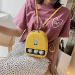 Cute Yellow Duck Clear Ita Bookbags Women Cartoon Print Backpacks Women Mini Leather School for Girls PU Back Packs 2019 Hot