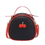 Cute Cherry Small Round Shoulder Bag Women 2019 Embossed Leather Crossbody bag Female Mini Black Messenger for Ladies Girls Kids