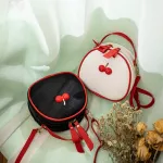 Cute Cherry Small Round Shoulder Bag Women 2019 Embossed Leather Crossbody bag Female Mini Black Messenger for Ladies Girls Kids
