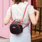 Cute Cherry Small Round Shoulder Bag Women 2019 Embossed Leather Crossbody bag Female Mini Black Messenger for Ladies Girls Kids