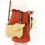 Dachshund Dog Design Girls Small Shoulder Bags Women Creative Casual Lattice Cloth Coin Purse Cute Phone Messenger Bag