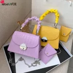 Retro Women Crossbody Bag Stripe Pu Leather Solid Chain Daily Oulder Pouch Exquisite Ng Bags