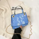 Tie Dye Pu Leather Oulder -Handle Bags for Women Vertic Square Mesger Crossbody Tote Clutch Handbags
