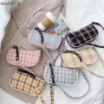 Women Plaid Print Handbag Oulder Totes Ladies Underarm Handle Bag Fe Se Thic Chain Sml Day Clutch