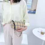 Women Plaid Print Handbag Oulder Totes Ladies Underarm Handle Bag Fe Se Thic Chain Sml Day Clutch