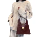 Women Trend Stone Pattern Bucle Square Handbag Retro Solid Cr Pu Leather Oulder Bags Tote