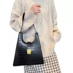Women Trend Stone Pattern Bucle Square Handbag Retro Solid Cr Pu Leather Oulder Bags Tote