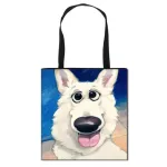L Painting Dog Print NG Bags for Groceries Papillon Pug Retrir Print Women Handbag Oulder Large Capacity