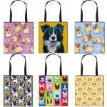 L Painting Dog Print Ng Bags For Groceries Papillon Pug Retrir Print Women Handbag Oulder Large Capacity