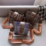 Women Wool Flap Mesger Bag New Won Oulder Bag Plaid Mesger Bag Zier Bucet Phone Money Bag Handbags