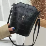 Women Vintage Oulder Bag Pu Leather Plaid Zier Crossbody Bag Street Fe Ca Ell Bucet Bags