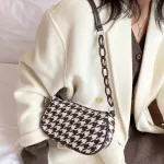 Houndstooth Oulder Bags For Women Baguette S Armpit Bag Designer Chain Handbag Fe Underarm Bag Lady Se