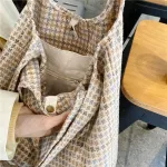 Plaid Women's Oulder Bag Winter New Contrast Cr V Bag Portable Canvas Bag Fe Cute Student Sol Bag Handbags