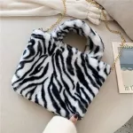 Fur Bag Anim Print Pard Bag Women Ladies Winter Warm Crossbody Bags Famous Brand Large Capacity Oudler Clutch