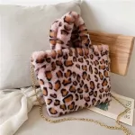 Fur Bag Anim Print Pard Bag Women Ladies Warm Crossbody Bags Famous Brand Large Capacity Oudler Clutch