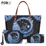 Forudesigns New Oulder Bag Set of 3 Women Polyneisan Roard Turtle Print Large Capacity Handbag Ladies Girls Toteswlet