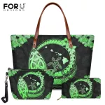 Forudesigns New Oulder Bag Set Of 3 Women Polyneisan Roard Turtle Print Large Capacity Handbag Ladies Girls Toteswlet