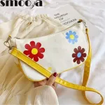 Smooza Fe Handbags New Cute Flower Canvas One Oulder Underarm Bags Ca Retro Contrast Cr Baguette Bags