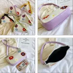 Smooza Fe Handbags New Cute Flower Canvas One Oulder Underarm Bags Ca Retro Contrast Cr Baguette Bags