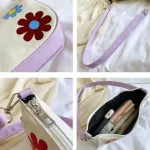 Smooza Fe Handbags New Cute Flower Canvas One Oulder Underarm Bags Ca Retro Contrast Cr Baguette Bags