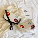Smooza Fe Handbags New Cute Flower Canvas One Oulder Underarm Bags Ca Retro Contrast Cr Baguette Bags