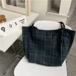 PLAID CHECED SOFT Canvas Bag for Women Large Capacity Won Pattern Designer Fabric Big Tote Ladies Ca Oulder Handbag