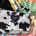 Vintage H Women Crossbody Mesger Bags Cow Pattern Ladies Sml Handbags Fe Clutch Se Oulder Bag