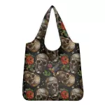 Whereiaisart Day of the Dead Pattern Grocery Bags Foldable NG Bag Reusable Portable Gar Sull Tote Bags Large Capacity