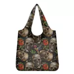 Whereisart Day Of The Dead Pattern Grocery Bags Foldable Ng Bag Reusable Portable Gar Sull Tote Bags Large Capacity