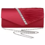 Ladies Diamond Ruffle Party Prom Brid Ning Envelope Clutch Bag Ly6682 Red
