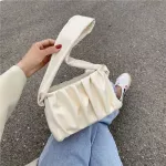 Vintage Women's Folds Baguette Handbags Ladies Oulder Bags Aii Match Fe Sml Tote Se -Handle Armpit Bags