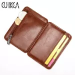 CUIKCA  Magic Wallet Thread Unisex Wallet Magic Money Clip Zipper Purse Slim Leather Wallet Business ID Credit Card Case