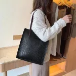 Crocodile Pattern Oulder Bag Fe Bag Student Pu Bag Solid Cr Wild Bags Pu Ca Tote Oulder Bag